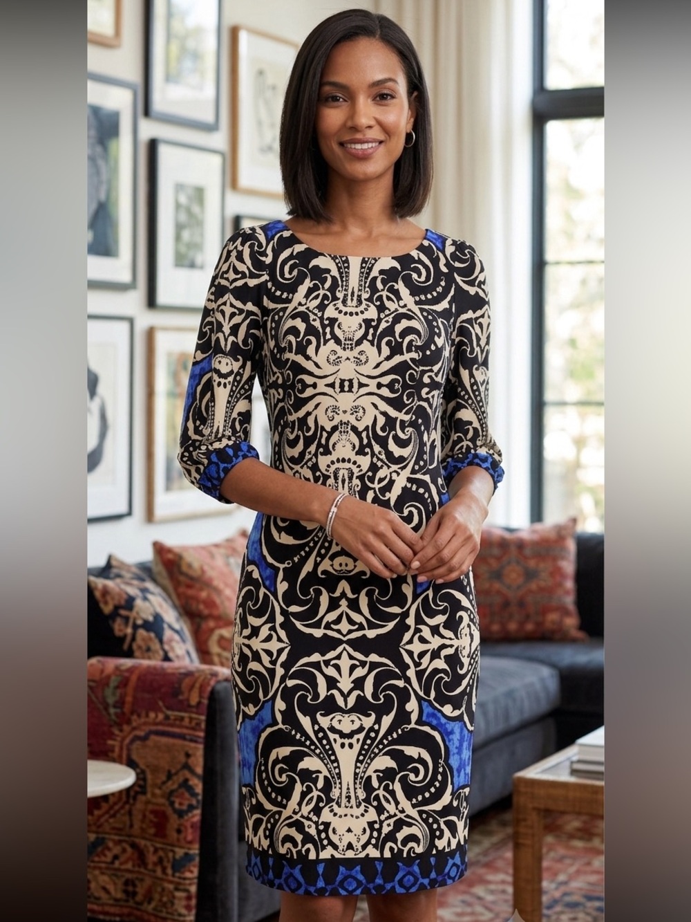 WHite House Black House || Woman’s Paisley Sheath Dress size XS